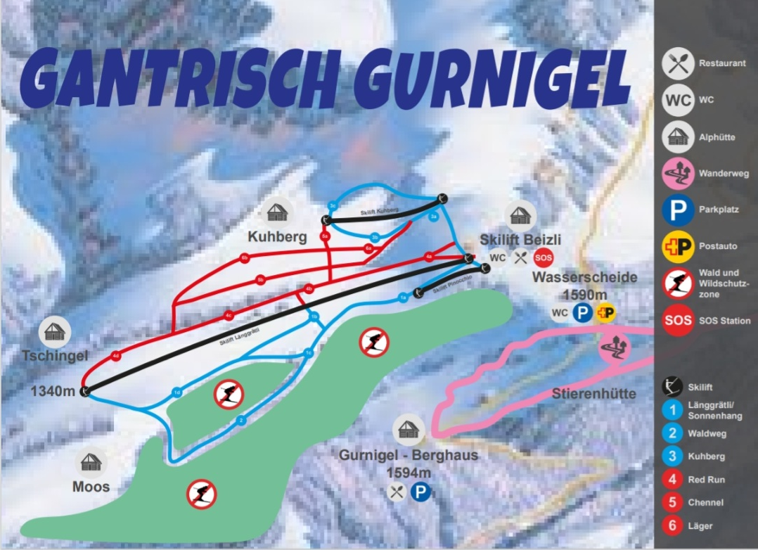 Pistenplan Skigebiet Gantrisch Gurnigel